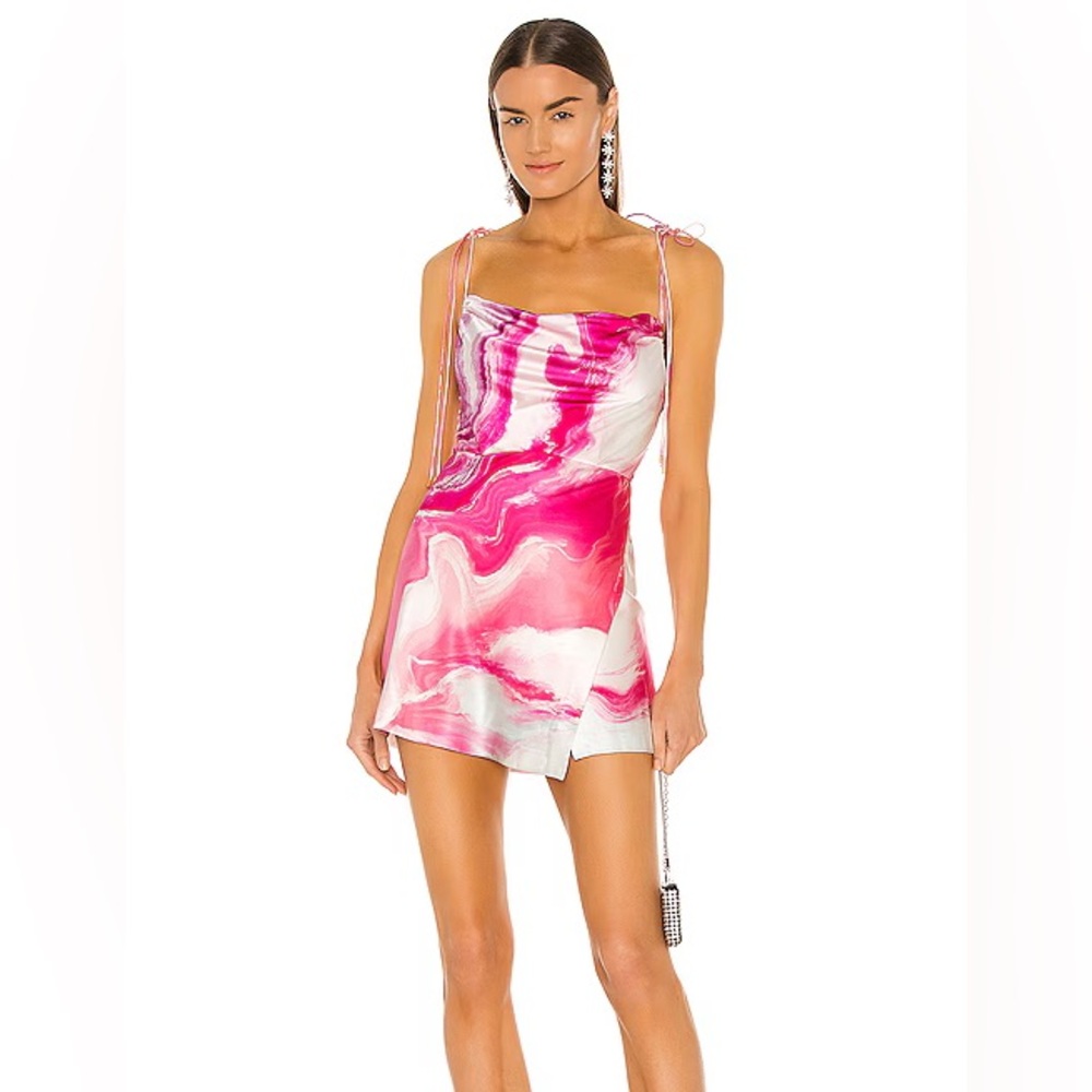 NWOT Retrofete Ariella Pink and White Marble Mini Dress Size Small